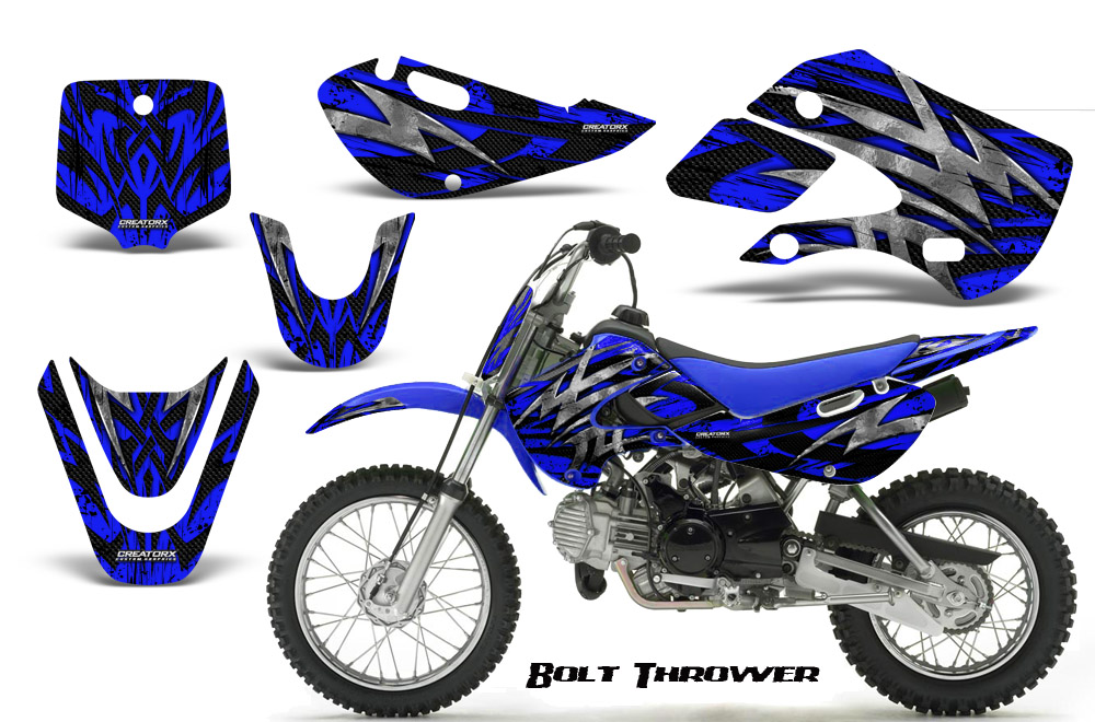 Kawasaki KLX110 KX65 Graphics Kit Bolt Thrower Blue